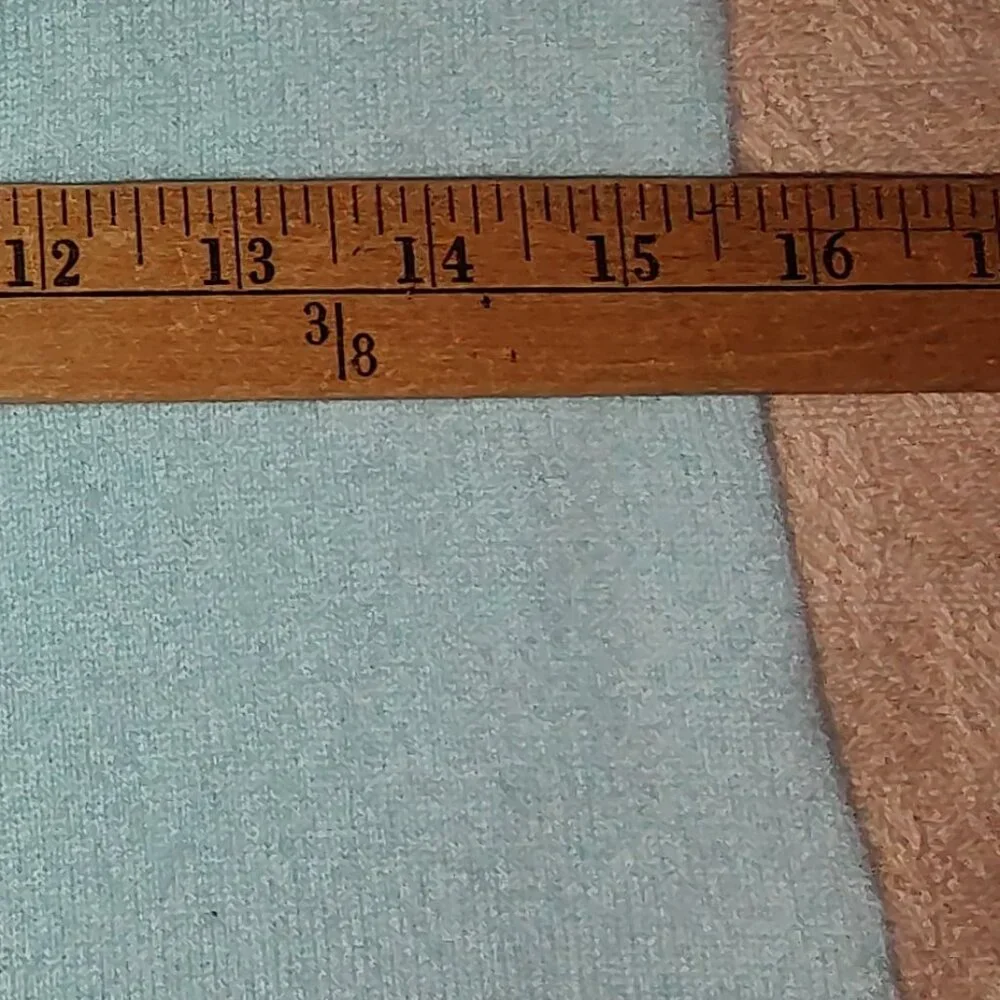 TALBOTS 100% CASHMERE SWEATER 3/4 SLEEVES AQUAMARINE RHINESTONE BUTTONS SZ SP - Picture 8 of 11